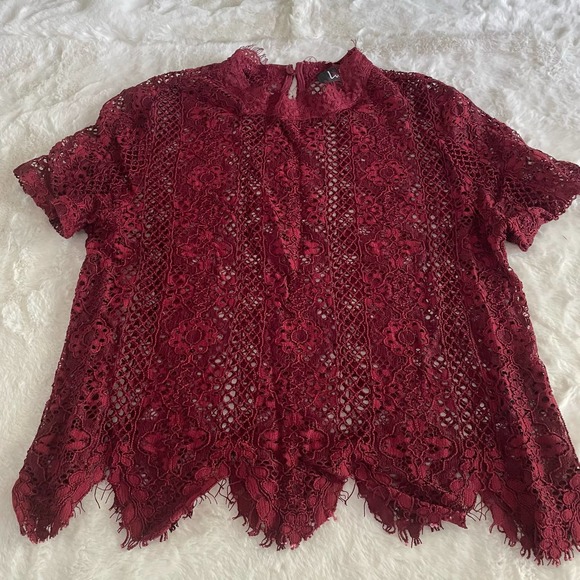 Lulus Tops - lulus red lace top blouse size medium